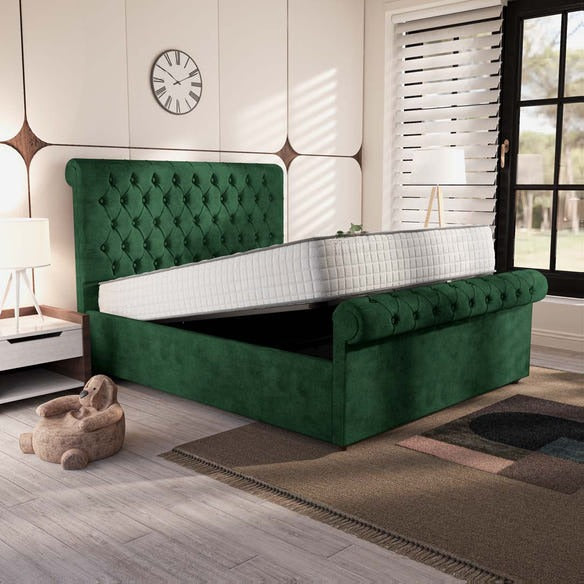 Berlin Upholstered Ottoman Bed - Emerald Coniston