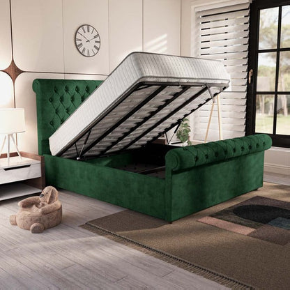 Berlin Upholstered Ottoman Bed - Emerald Coniston