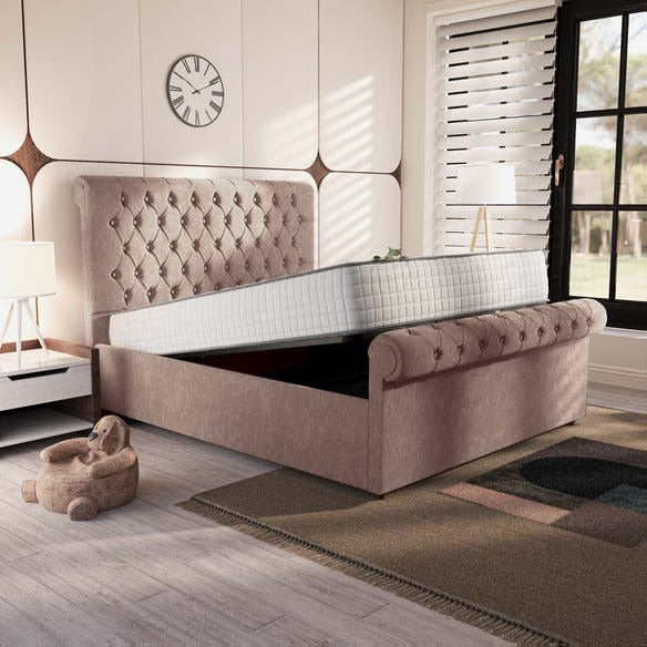 Berlin Upholstered Ottoman Bed - Mauve Naples