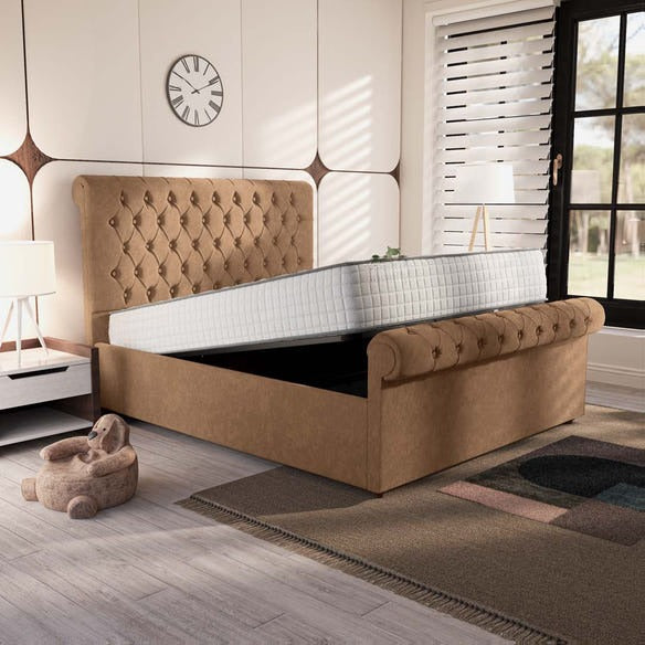 Berlin Upholstered Ottoman Bed - Mink Naples