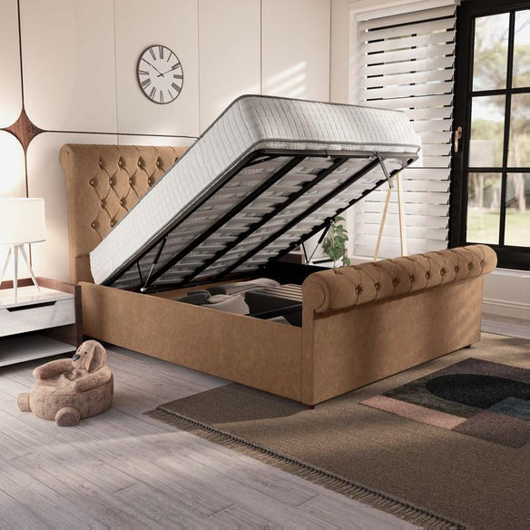 Berlin Upholstered Ottoman Bed - Mink Naples