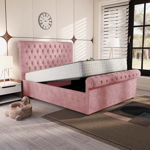 Berlin Upholstered Ottoman Bed - Pink Coniston