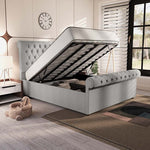 Berlin Upholstered Ottoman Bed - Silver Linoso