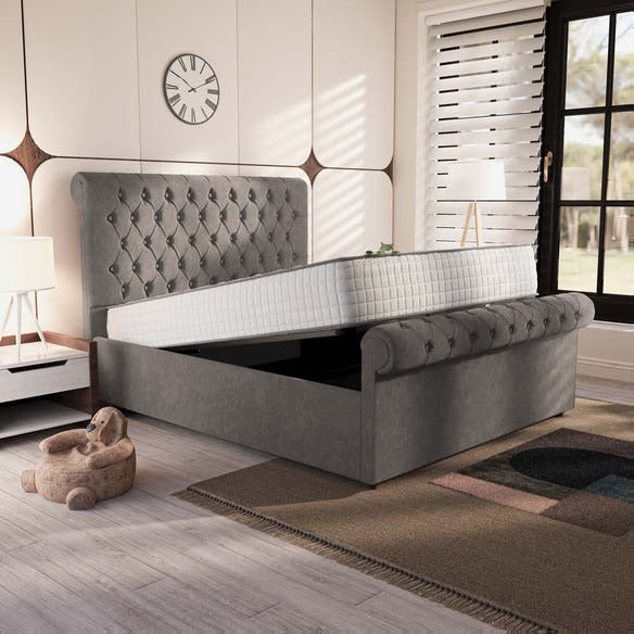 Berlin Upholstered Ottoman Bed - Slate Grey Naples
