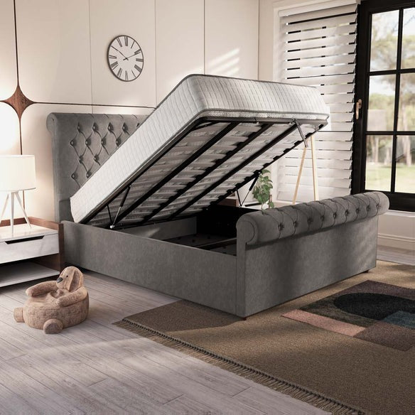 Berlin Upholstered Ottoman Bed - Slate Grey Naples