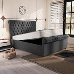 Berlin Upholstered Ottoman Bed - Steel Plush Velvet