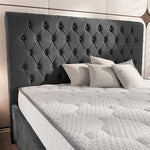 Berlin Upholstered Ottoman Bed - Steel Plush Velvet