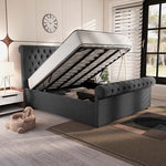 Berlin Upholstered Ottoman Bed - Steel Plush Velvet