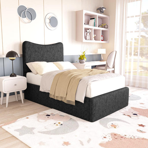 Cairo Kids Upholstered Bed - Black Chenille