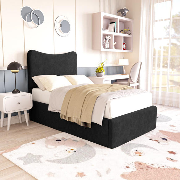 Cairo Kids Upholstered Bed - Black Naples