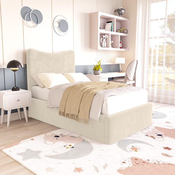 Cairo Kids Upholstered Bed - Cream Plush Velvet