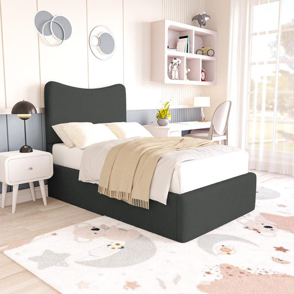 Cairo Kids Upholstered Bed - Granite Boucle