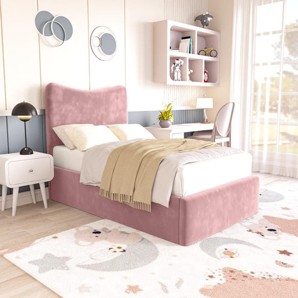 Cairo Kids Upholstered Bed - Pink Plush Velvet