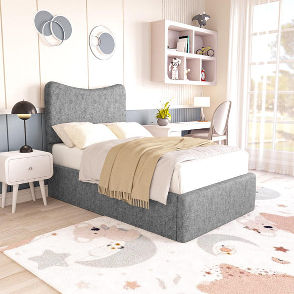 Cairo Kids Upholstered Bed - Silver Chenille