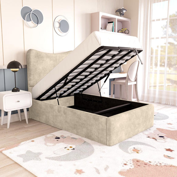 Cairo Kids Upholstered Ottoman Bed - Almond Coniston