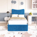 Cairo Kids Upholstered Ottoman Bed - Blue Plush Velvet
