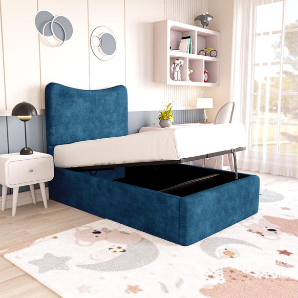 Cairo Kids Upholstered Ottoman Bed - Blue Coniston