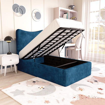 Cairo Kids Upholstered Ottoman Bed - Blue Coniston