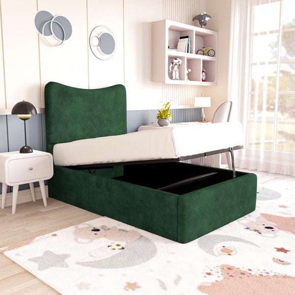 Cairo Kids Upholstered Ottoman Bed -  Emerald Coniston