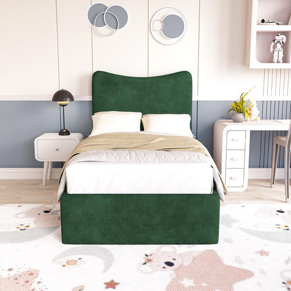 Cairo Kids Upholstered Ottoman Bed -  Emerald Coniston