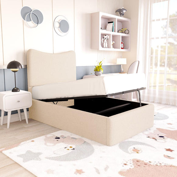 Cairo Kids Upholstered Ottoman Bed - Cream Boucle