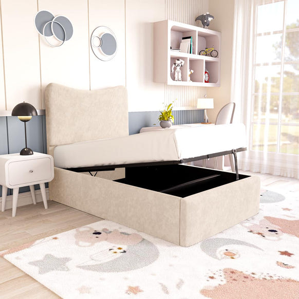 Cairo Kids Upholstered Ottoman Bed - Cream Naples