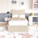 Cairo Kids Upholstered Ottoman Bed - Cream Plush Velvet