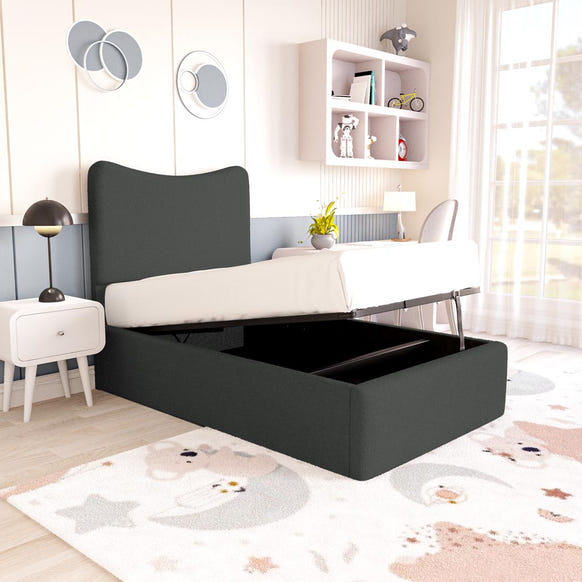 Cairo Kids Upholstered Ottoman Bed - Granite Boucle