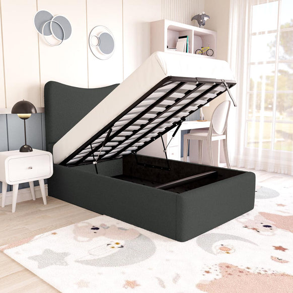Cairo Kids Upholstered Ottoman Bed - Granite Boucle