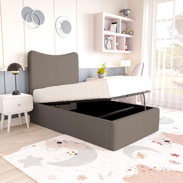 Cairo Kids Upholstered Ottoman Bed - Mink Boucle