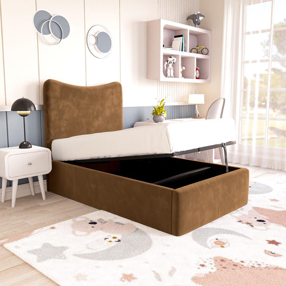 Cairo Kids Upholstered Ottoman Bed - Mocca Plush Velvet