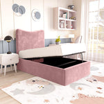 Cairo Kids Upholstered Ottoman Bed - Pink Plush Velvet