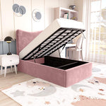 Cairo Kids Upholstered Ottoman Bed - Pink Plush Velvet