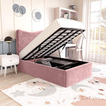 Cairo Kids Upholstered Ottoman Bed - Pink Plush Velvet