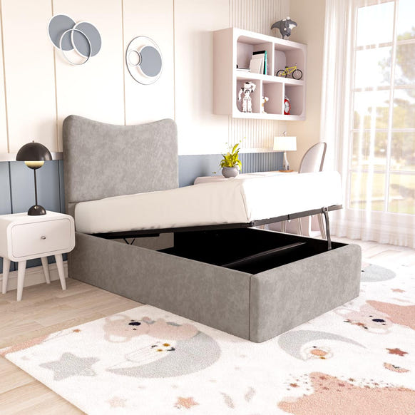 Cairo Kids Upholstered Ottoman Bed - Seal Grey Naples
