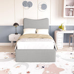 Cairo Kids Upholstered Ottoman Bed - Silver Linoso