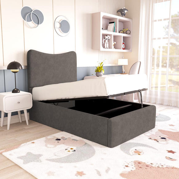 Cairo Kids Upholstered Ottoman Bed - Slate Grey Naples