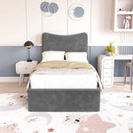 Cairo Kids Upholstered Ottoman Bed - Steel Plush Velvet