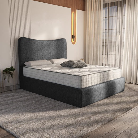 Cairo Upholstered Bed - Black Chenille