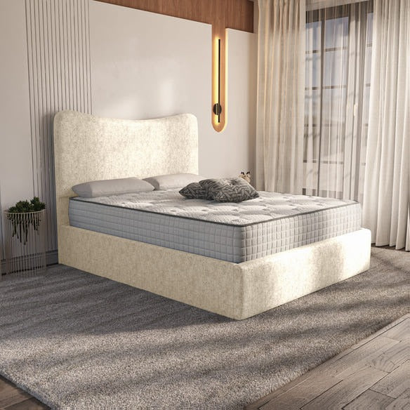 Cairo Upholstered Bed - Cream Chenille