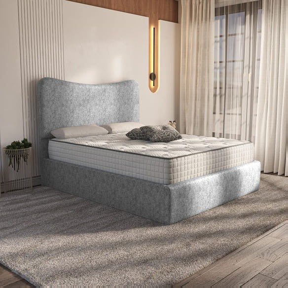 Cairo Upholstered Bed - Silver Chenille