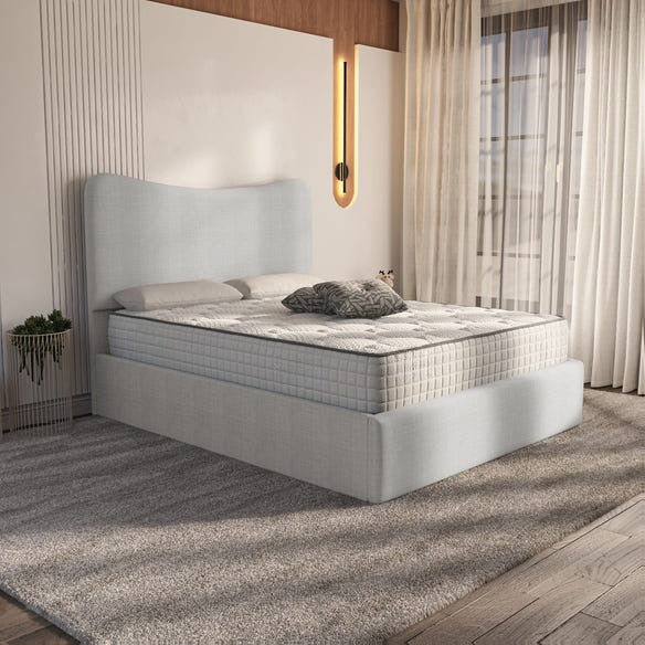 Cairo Upholstered Bed - Silver Linoso