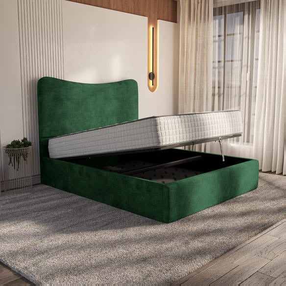 Cairo Upholstered Ottoman Bed - Emerald Coniston