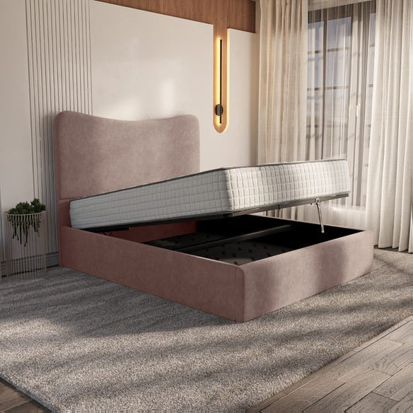 Cairo Upholstered Ottoman Bed - Mauve Naples