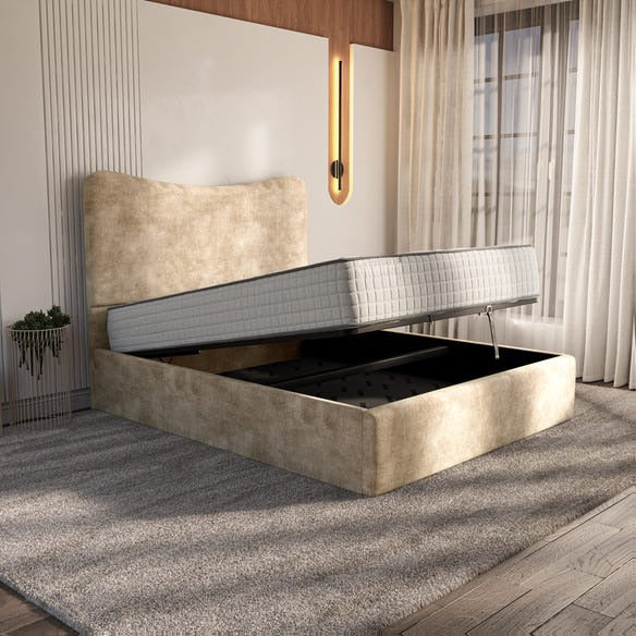 Cairo Upholstered Ottoman Bed - Mink Coniston