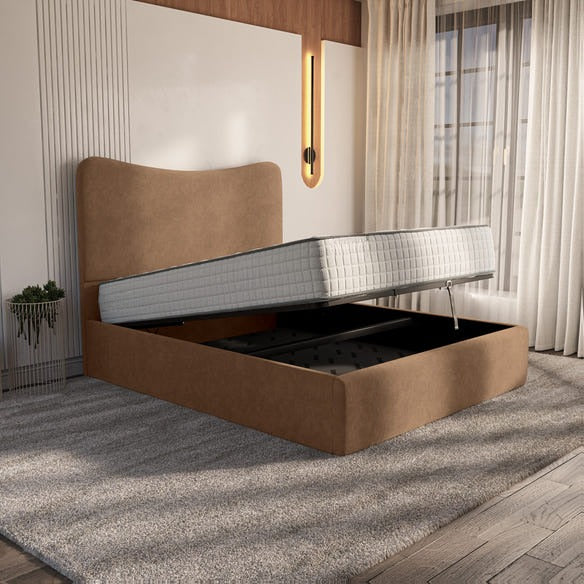 Cairo Upholstered Ottoman Bed - Mink Naples