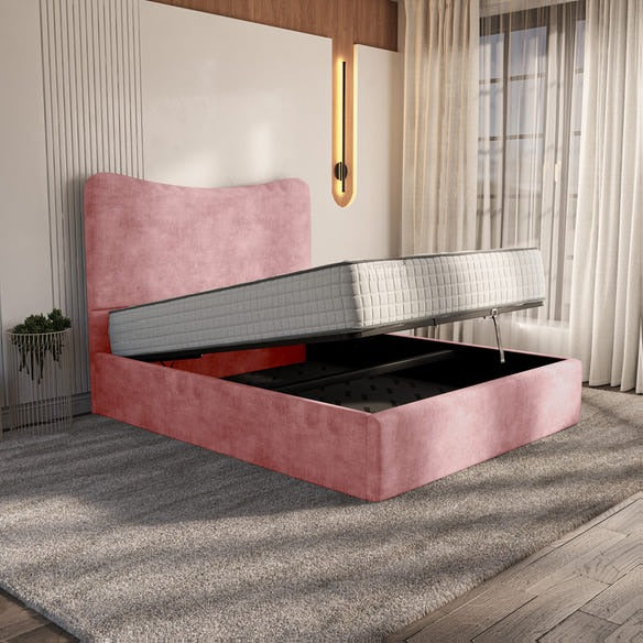 Cairo Upholstered Ottoman Bed - Pink Coniston