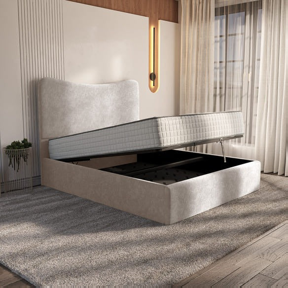 Cairo Upholstered Ottoman Bed - Seal Grey Naples