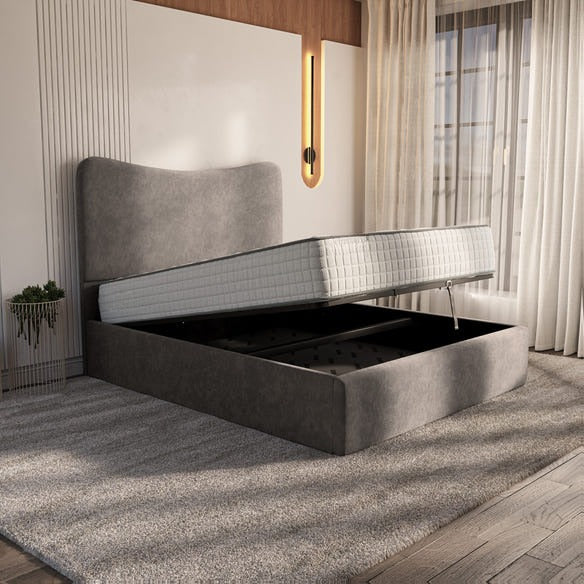 Cairo Upholstered Ottoman Bed - Slate Grey Naples