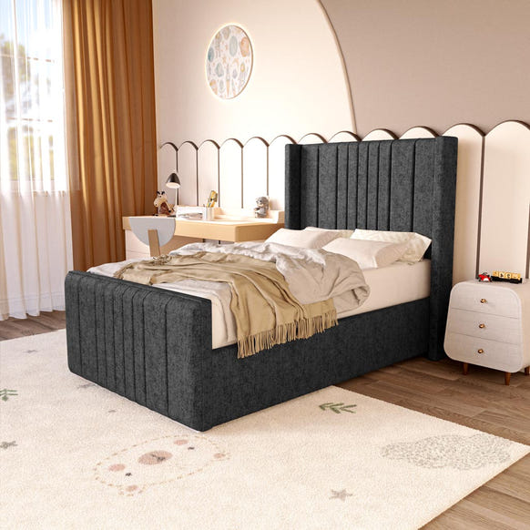 Cambridge Kids Upholstered Bed - Black Chenille